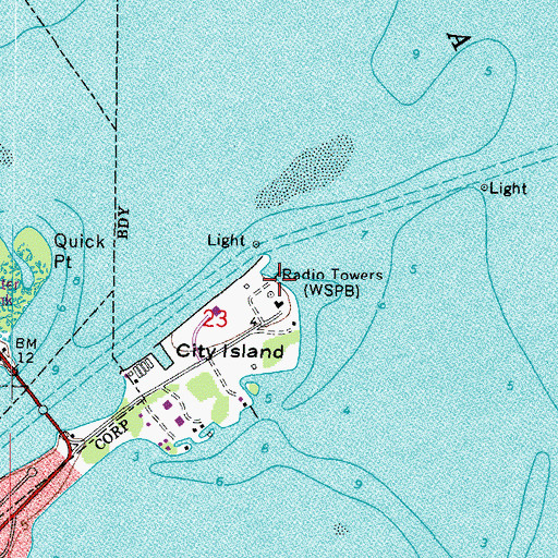 Topographic Map of WSPB-AM (Sarasota), FL