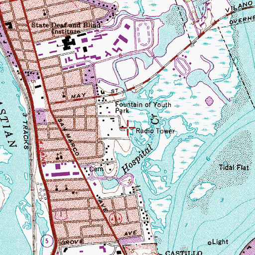 Topographic Map of WFOY-AM (Saint Augustine), FL