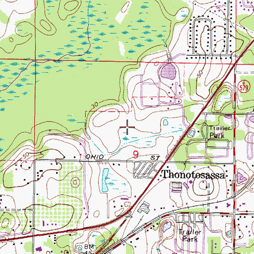 Topographic Map of WTMP-AM (Temple Terrace), FL