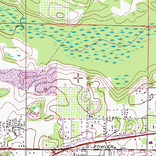 Topographic Map of WQBN-AM (Temple Terrace), FL