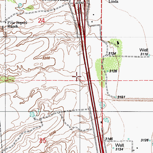 Topographic Map of Las Chivas Wash, AZ