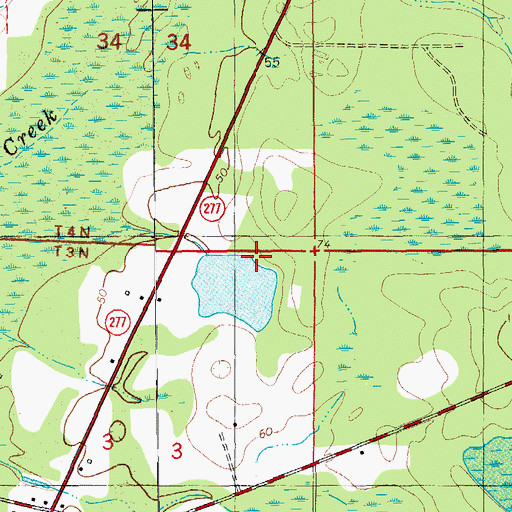 Topographic Map of WTBB-FM (Bonifay), FL