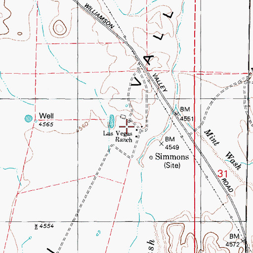 Topographic Map of Las Vegas Ranch, AZ