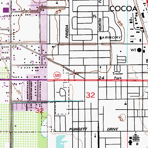 Topographic Map of WMIE-FM (Cocoa), FL