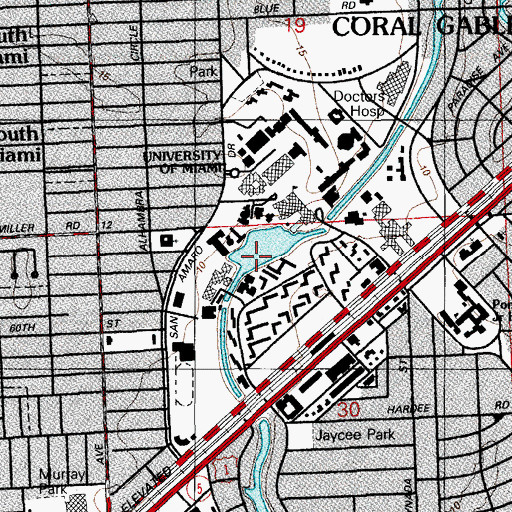 Topographic Map of WVUM-FM (Coral Gables), FL