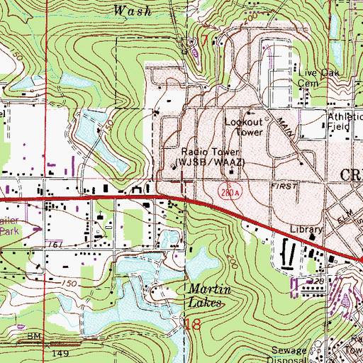 Topographic Map of WAAZ-FM (Crestview), FL