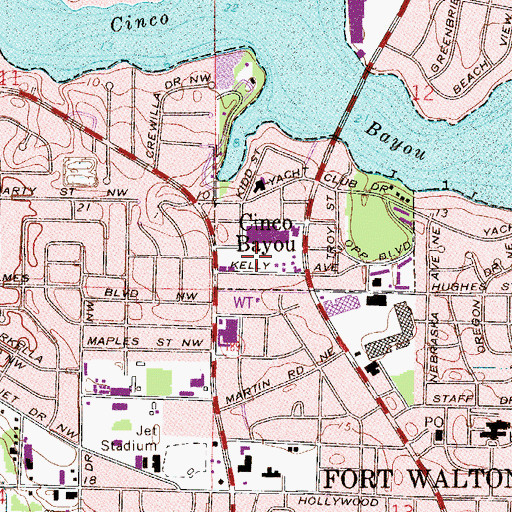 Topographic Map of WPSM-FM (Fort Walton Beach), FL