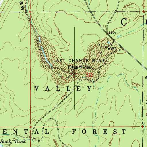 Topographic Map of Last Chance Mine, AZ