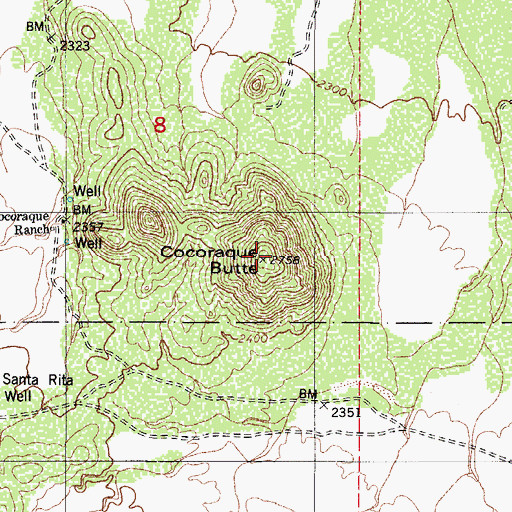 Topographic Map of Cocoraque Butte, AZ