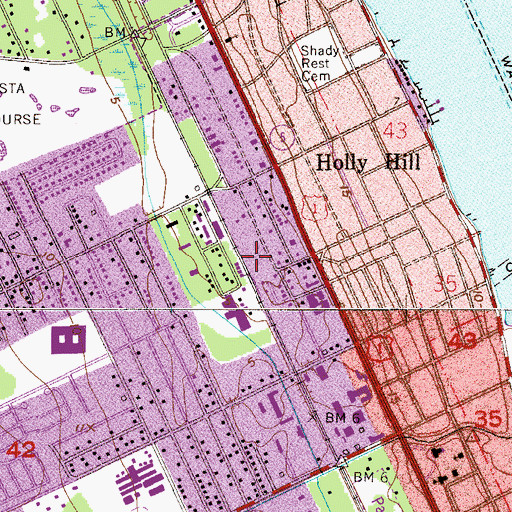 Topographic Map of WAPN-FM (Holly Hill), FL