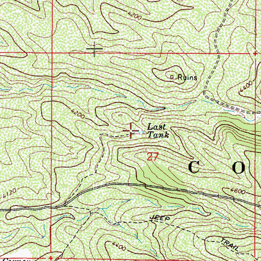 Topographic Map of Last Tank, AZ