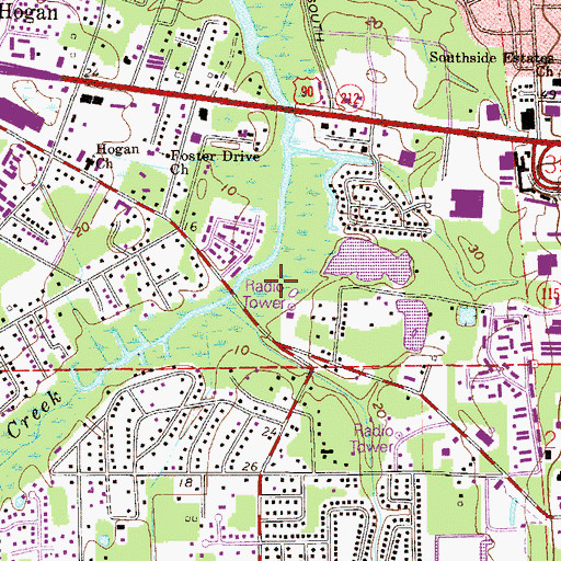Topographic Map of WJCT-FM (Jacksonville), FL