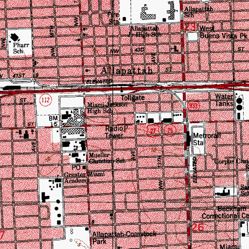 Topographic Map of WEDR-FM (Miami), FL