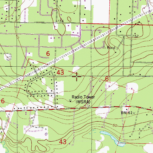 Topographic Map of WEGS-FM (Milton), FL