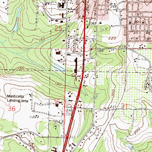 Topographic Map of WJPH-FM (Monticello), FL