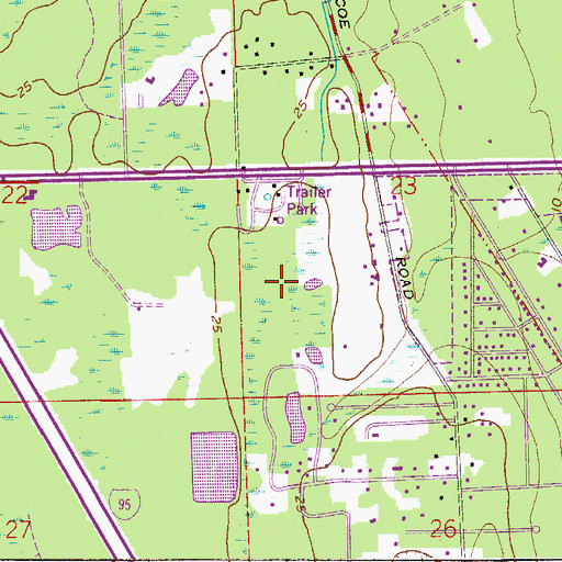 Topographic Map of WJLU-FM (New Smyrna Beach), FL