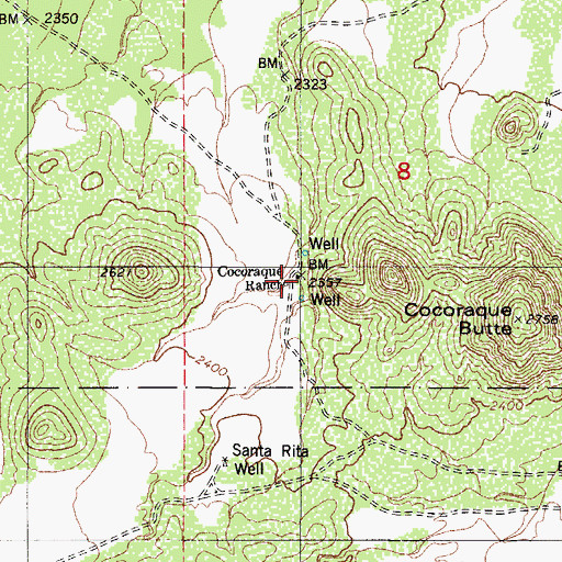 Topographic Map of Cocoraque Ranch, AZ