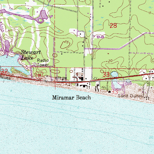 Topographic Map of WWAV-FM (Santa Rosa Beach), FL