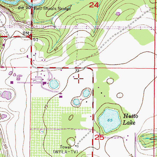 Topographic Map of WUSF-FM (Tampa), FL