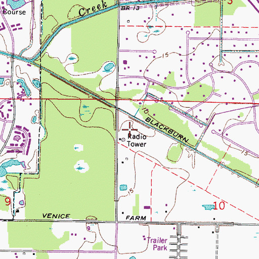 Topographic Map of WCTQ-FM (Venice), FL