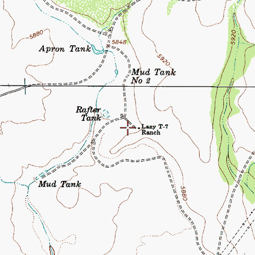 Topographic Map of Lazy T-seven Ranch, AZ