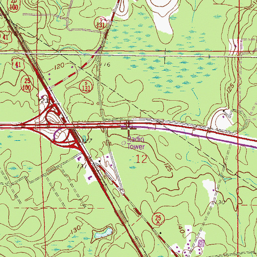 Topographic Map of WQLC-FM (Watertown), FL