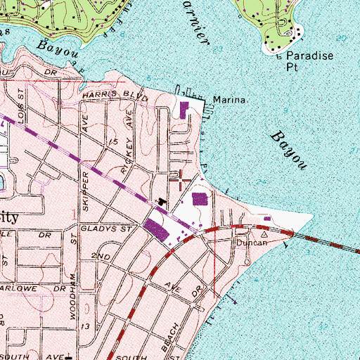 Topographic Map of WFGX-TV (Fort Walton Beach), FL