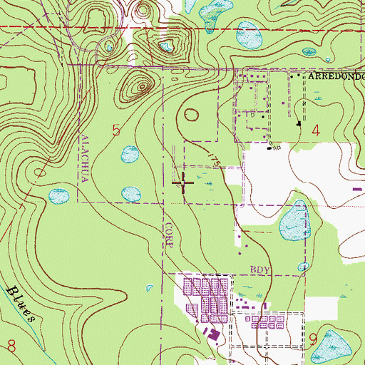 Topographic Map of WGFL-TV (High Springs), FL