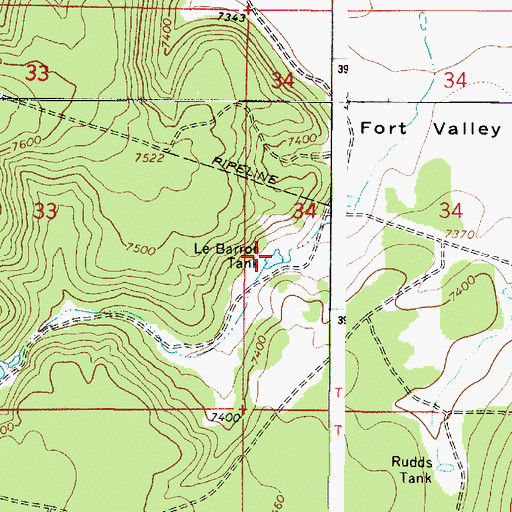 Topographic Map of Le Barron Tank, AZ
