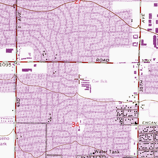 Topographic Map of Coe School, AZ