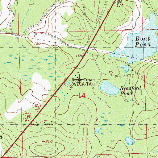 Topographic Map of WTXL-TV (Tallahassee), FL