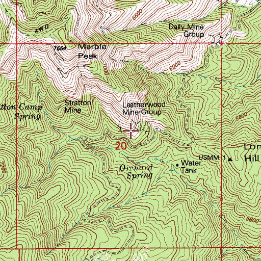 Topographic Map of Leatherwood Mine Group, AZ