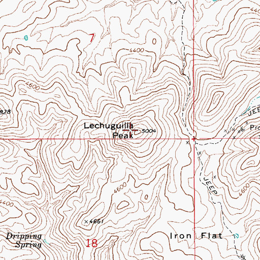 Topographic Map of Lechuguilla Peak, AZ