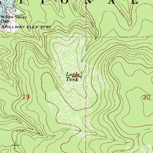 Topographic Map of Ledge Tank, AZ