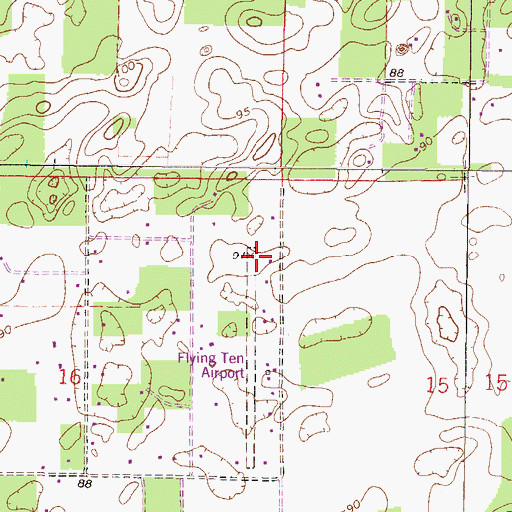 Topographic Map of Flying Ten Airport, FL