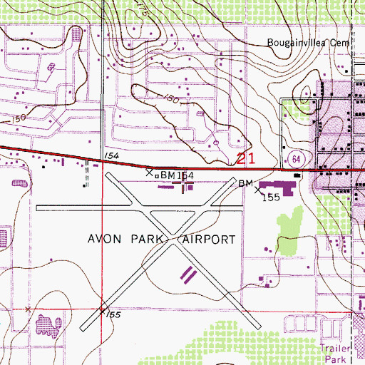 Topographic Map of Avon Park Executive Airport, FL