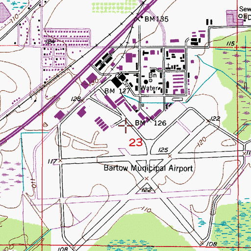 Topographic Map of Bartow Municipal Airport, FL