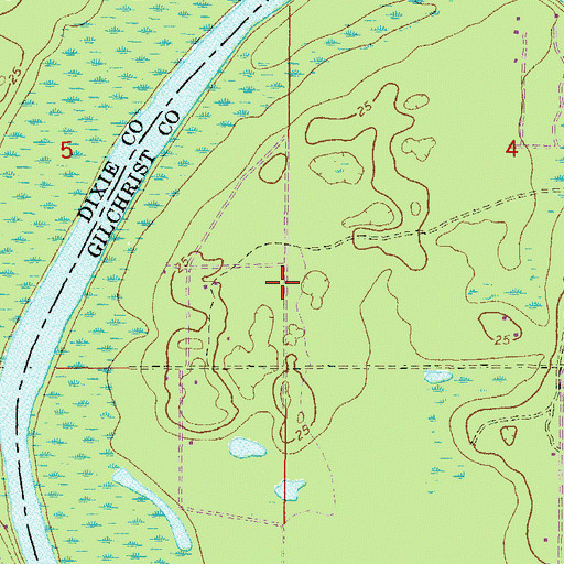 Topographic Map of Shady Bend Airport, FL