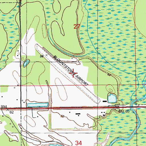 Topographic Map of Blountstown Airport (historical), FL