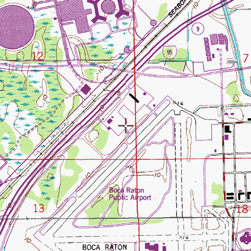 Topographic Map of Boca Raton Airport, FL