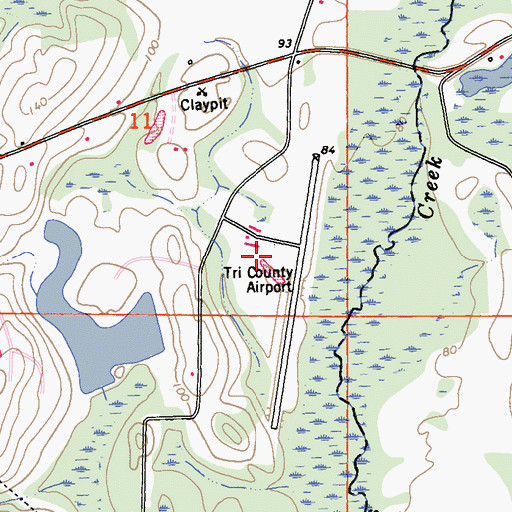 Topographic Map of Tri-County Airport, FL