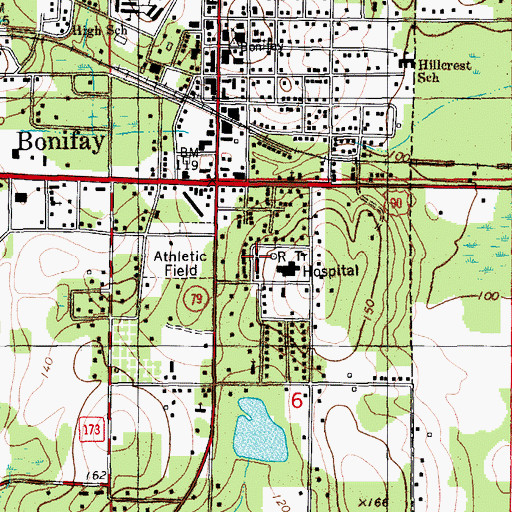 Topographic Map of Doctors Memorial Hospital Heliport, FL