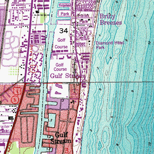 Topographic Map of Koch Field at Bethesda Memorial Hospital Heliport, FL