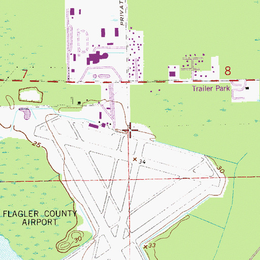 Topographic Map of Flagler Executive Airport, FL