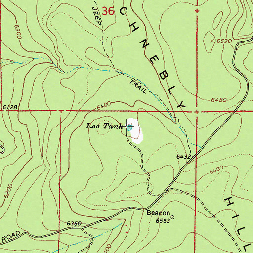 Topographic Map of Lee Tank, AZ