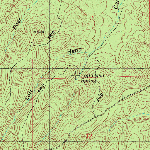 Topographic Map of Left Hand Spring, AZ