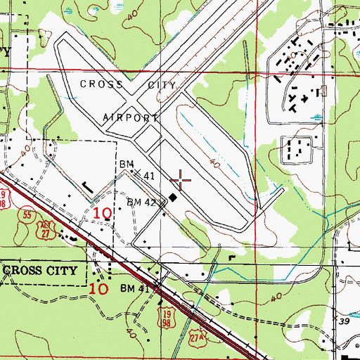 Topographic Map of Cross City Airport, FL