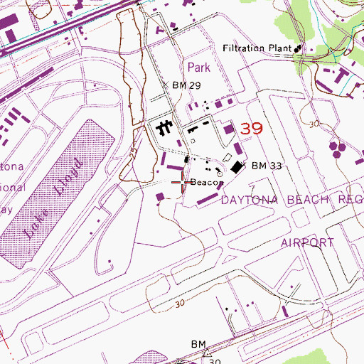 Topographic Map of Daytona Beach International Airport, FL