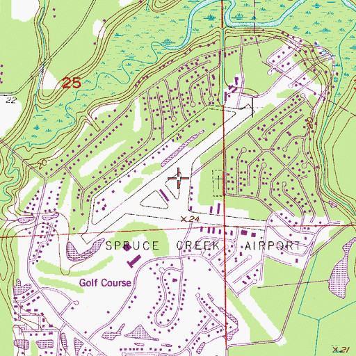 Topographic Map of Spruce Creek Airport, FL