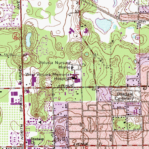 Topographic Map of West Volusia Memorial Hospital Helistop, FL